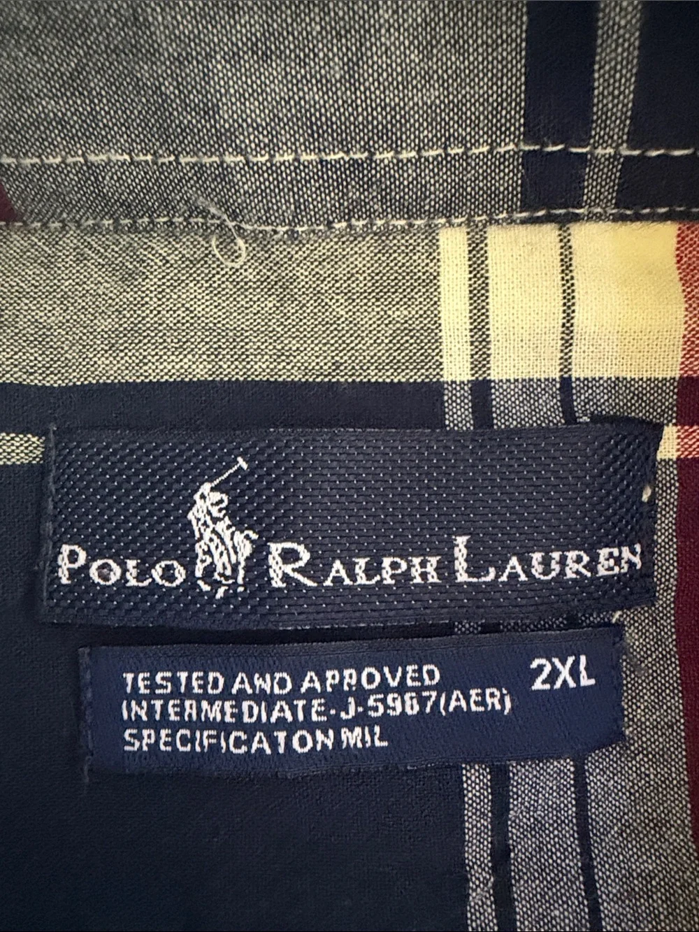 Men's Ralph Lauren Polo Yellow & Navy Plaid Button-Down Shirt